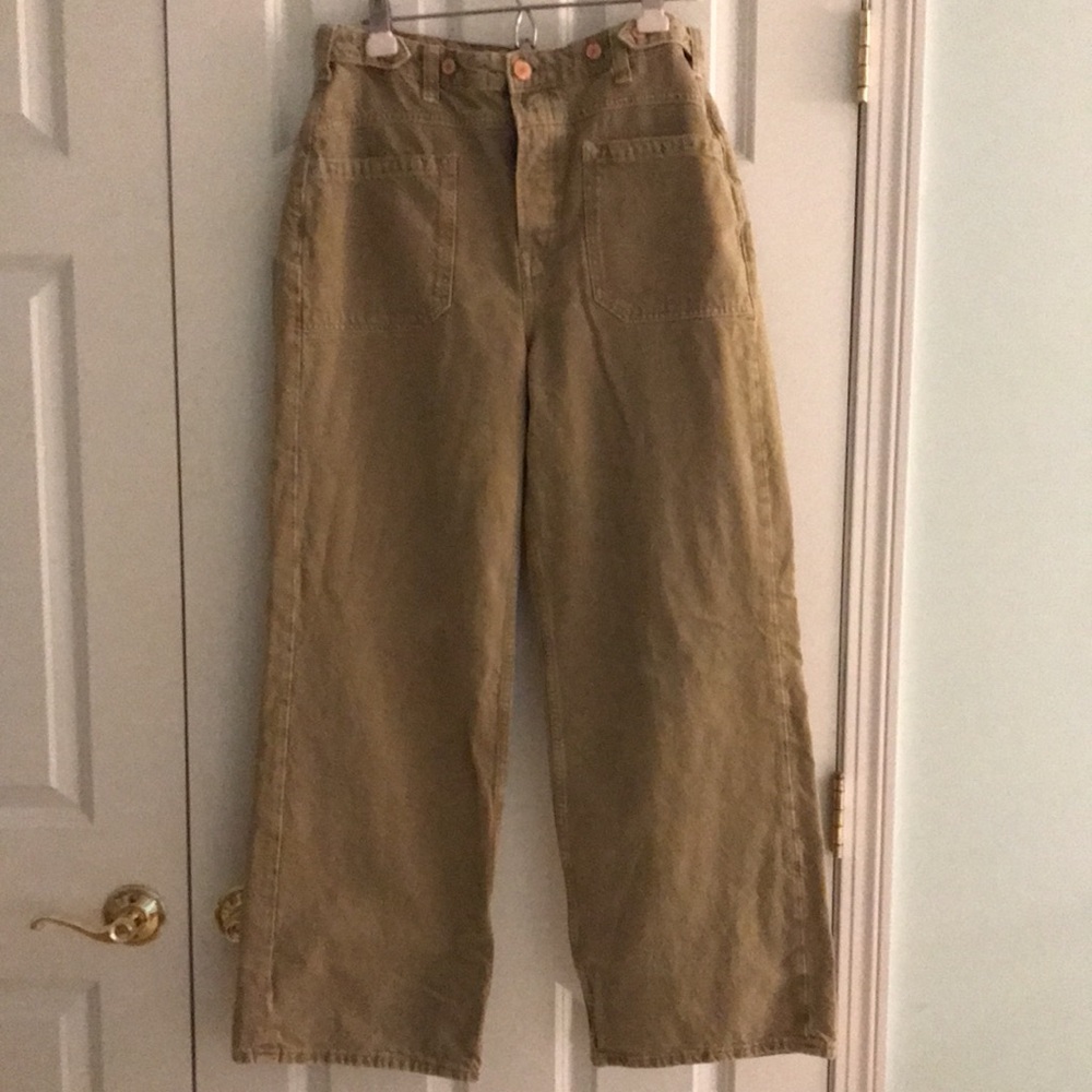 New We The Free Palmer Cuffed Patch Pocket Beige Tan Denim Jeans 29